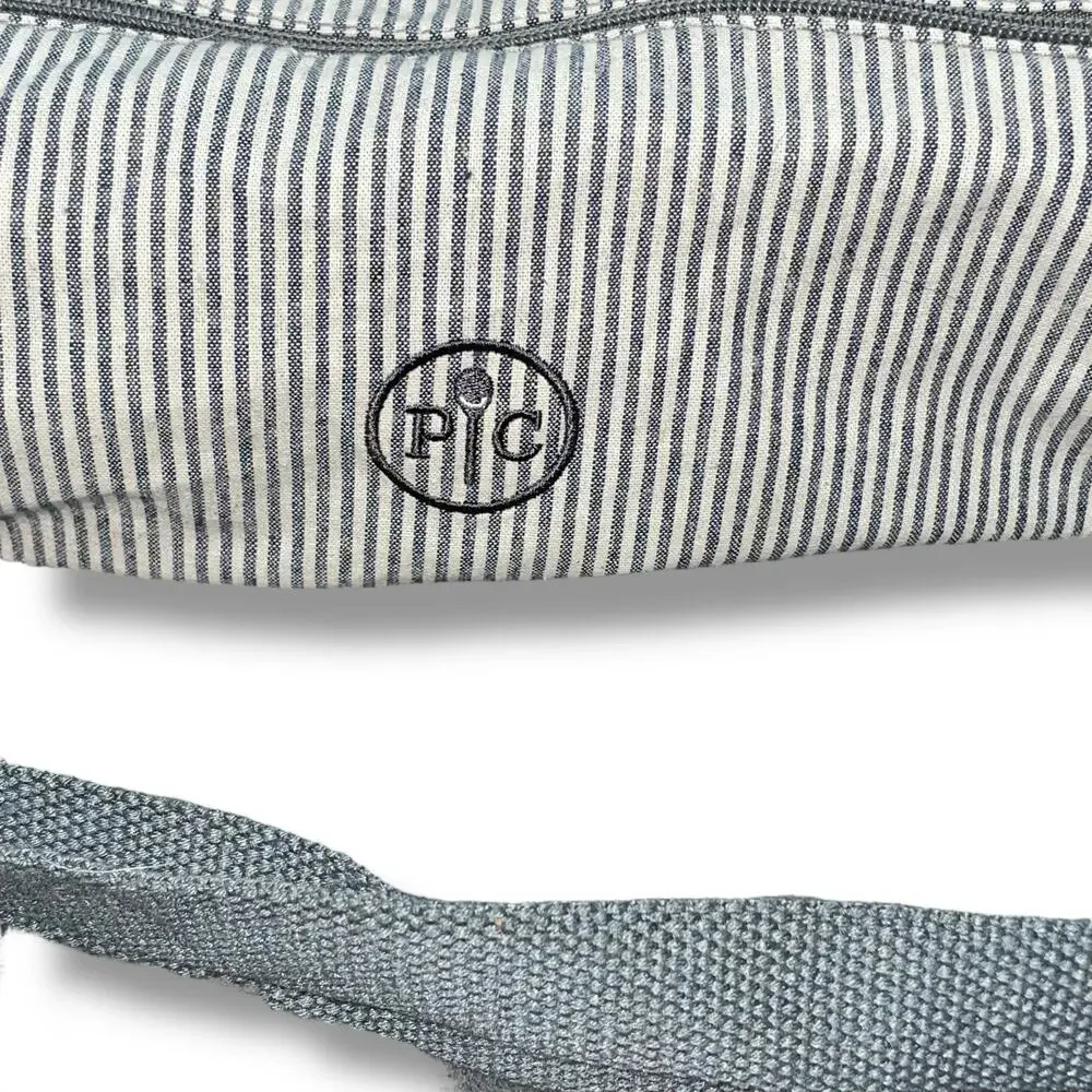 Pampered Chef Striped Canvas Wine Tote Bag & Silicone Tumbler Sleeve Set NWT